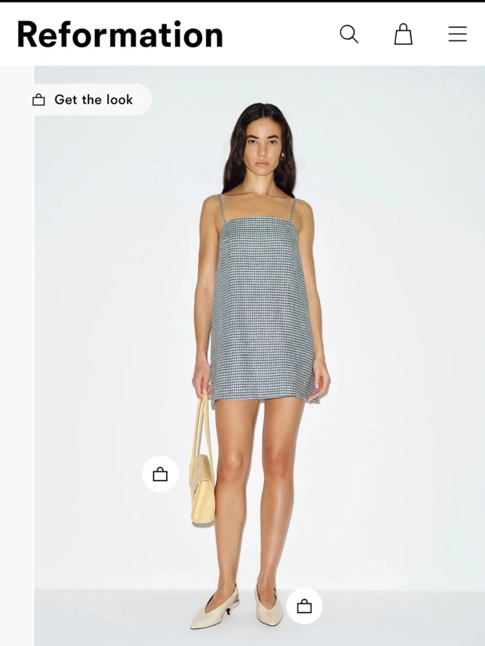 Reformation Navy & White Gingham Mini Slip Dress - Picture 1 of 4